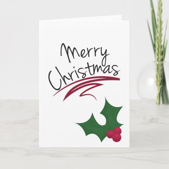 Carte de vacances de houx de Joyeux Noël (Devant)
