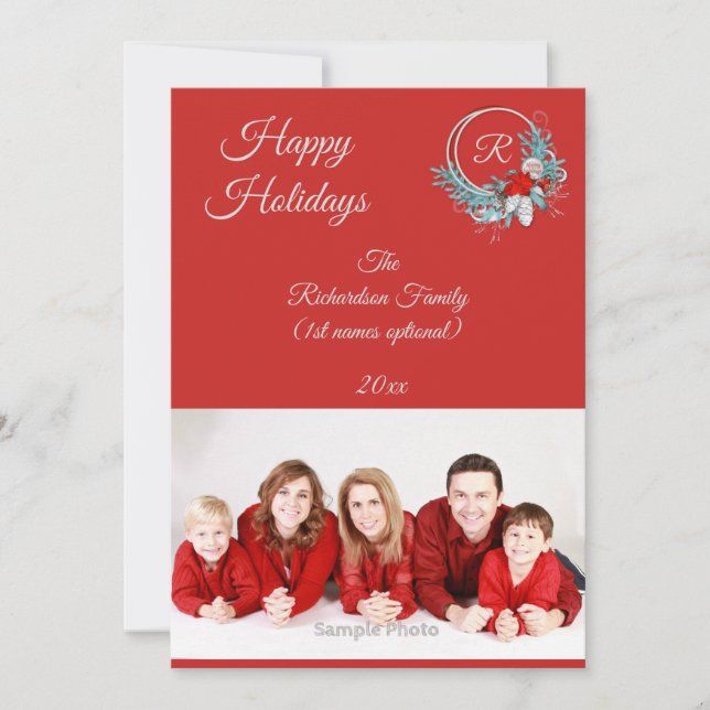 Carte de vacances de la famille de photos Red 1 (Devant)