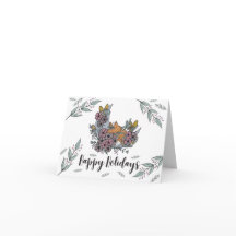 Carte de vacances de la lune florale renard de la 