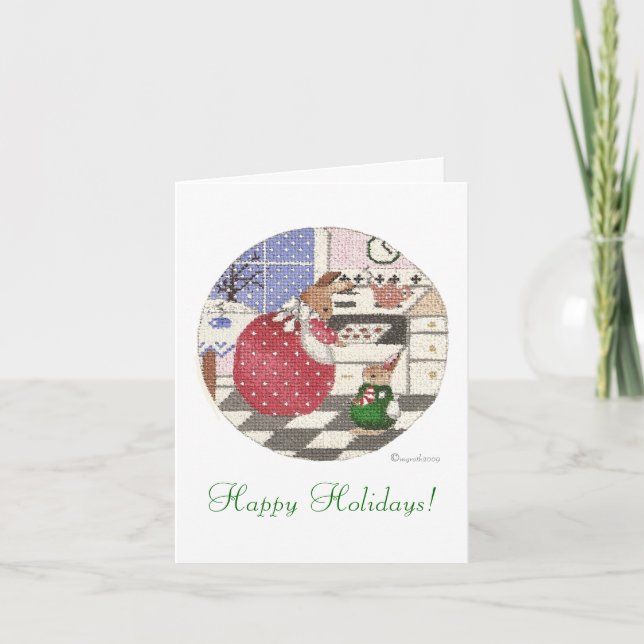 Carte de vacances de lapin de biscuits de cuisson (Devant)