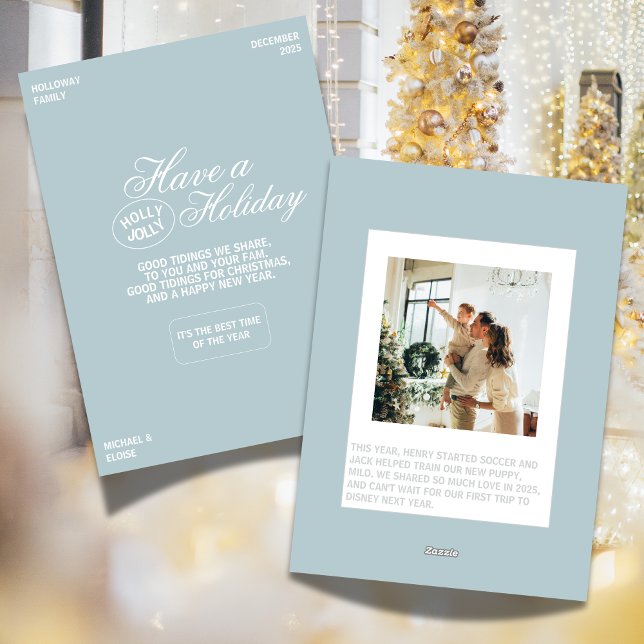 Carte de vacances de luxe moderne avec photo de fa (Spread holiday cheer with modern flair! )
