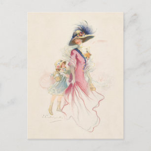 Carte de vacances de mère et fille victoriennes so