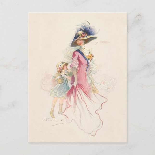 Carte de vacances de mère et fille victoriennes so (Devant)