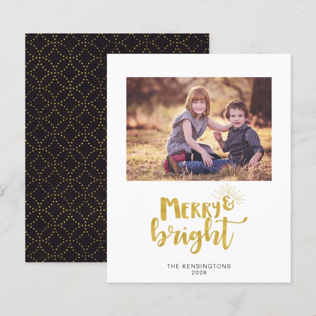 Carte de vacances de Noël à la volée d'or Budget (Devant / Derrière)