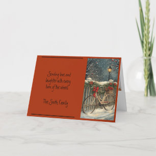 Carte de vacances de Noël à vélo