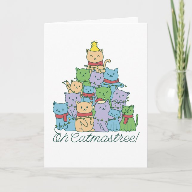 Carte de vacances de Noël amusante de Cute Oh Catm (Devant)