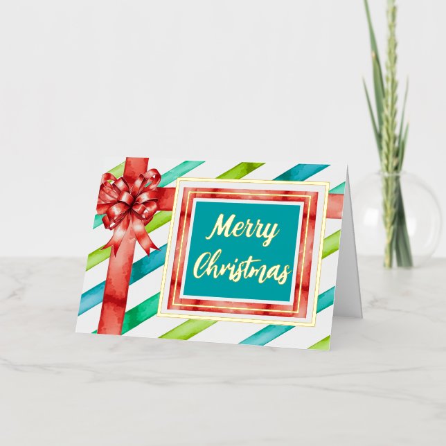 Carte de vacances de Noël Aquarelle pliée Foil (Recto)