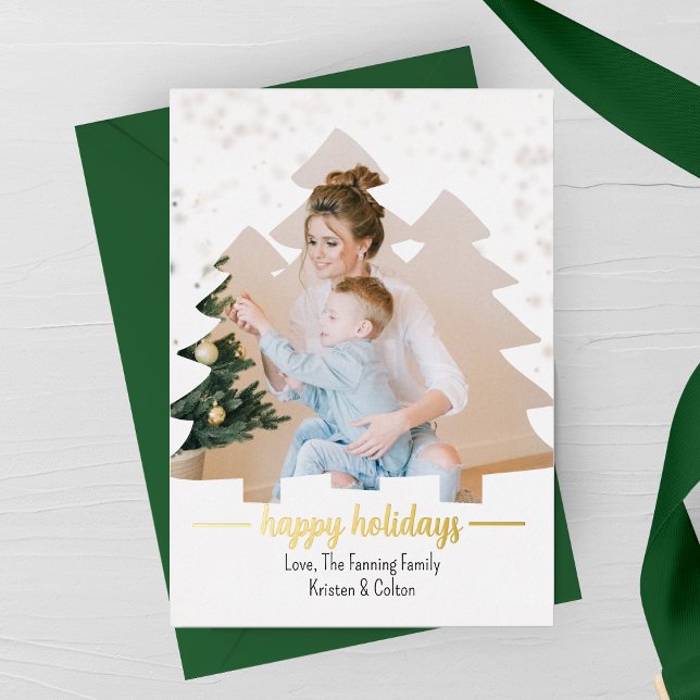 Carte de vacances de Noël Arbre coupé Photo Foil (Créateur téléchargé)