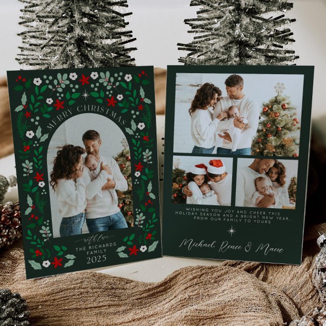 Carte de vacances de Noël avec arche florale pour  (Créateur téléchargé)