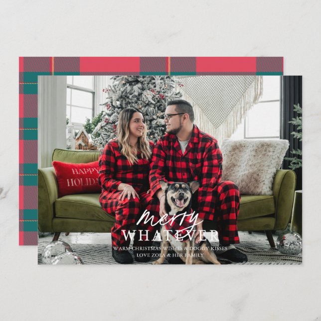 Carte de vacances de Noël avec photo de l'animal d (Devant / Derrière)