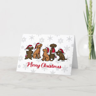 Carte de vacances de Noël Cinq Labradors