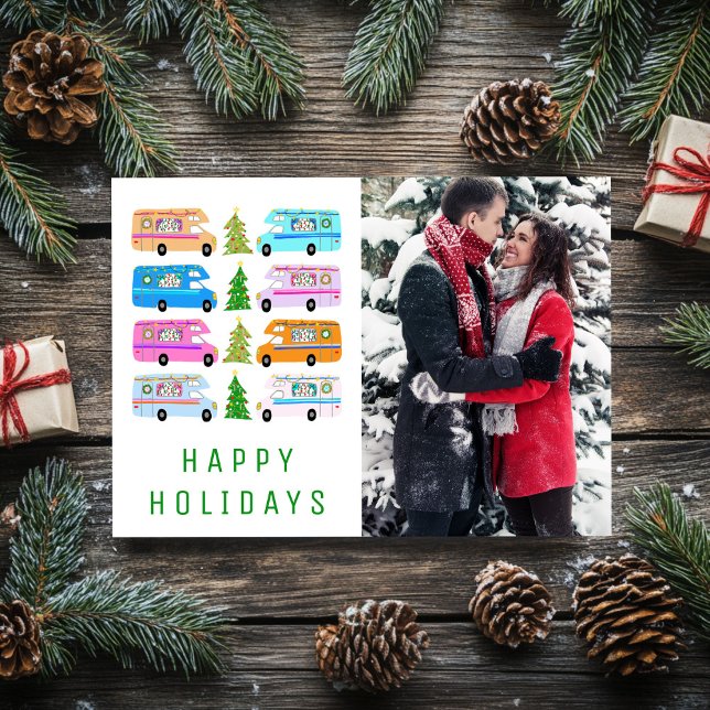 Carte de vacances de Noël Cume Camper RV photo per (Cute Christmas Camper RV CUSTOM PHOTO Holiday Card
)
