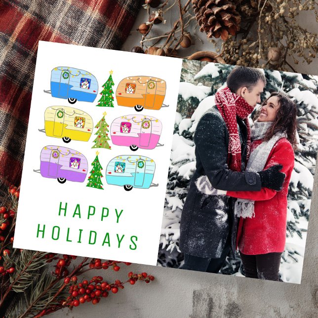 Carte de vacances de Noël Cume Camper RV photo per (Cute Christmas Camper RV CUSTOM PHOTO Holiday Card
)