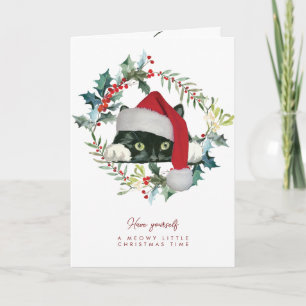 Carte de vacances de Noël Cute Cat Meowy