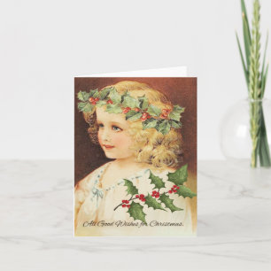 Carte de vacances de Noël de fille victorienne
