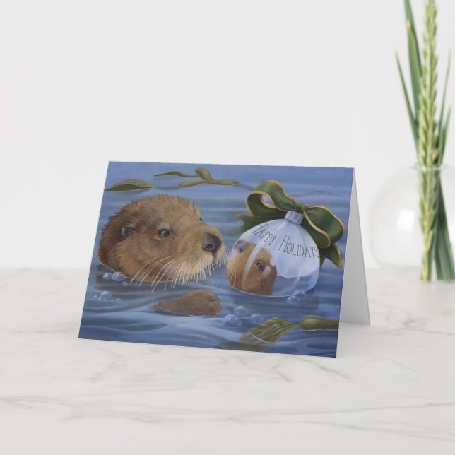 Carte de vacances de Noël de loutre (Devant)