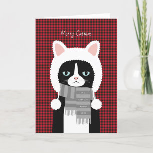 Carte de vacances de Noël du chat