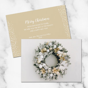 Carte de vacances de Noël en or blanc