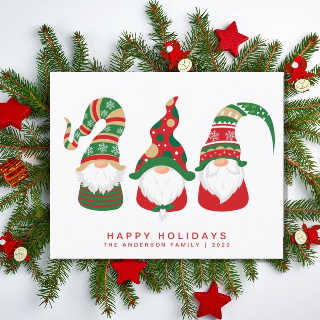 Carte de vacances de Noël Gnomes Budget mignon (Créateur téléchargé)
