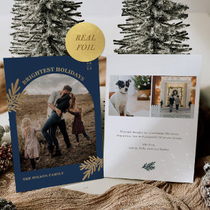 Carte de vacances de Noël Gold Foil Pine