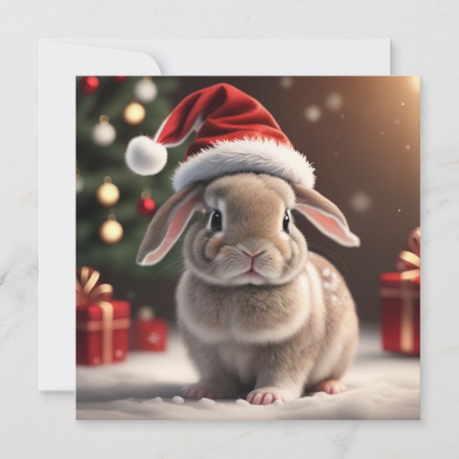Carte de vacances de Noël mignonne lapin (Devant)