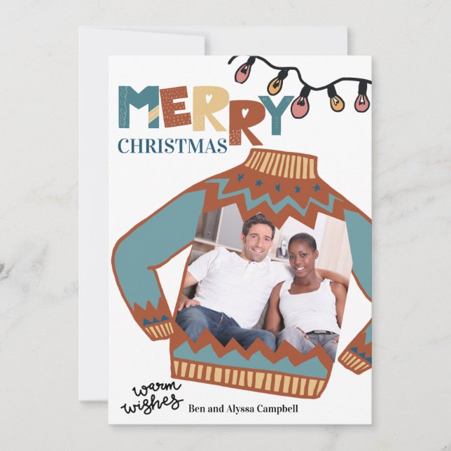 Carte de vacances de Noël moche Sweat Fun Photo (Devant)