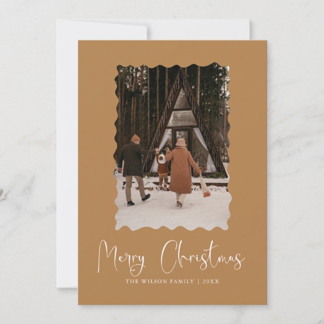 Carte de vacances de Noël moderne photo tendance (Devant)