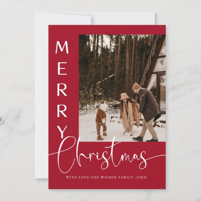 Carte de vacances de Noël moderne photo tendance (Devant)