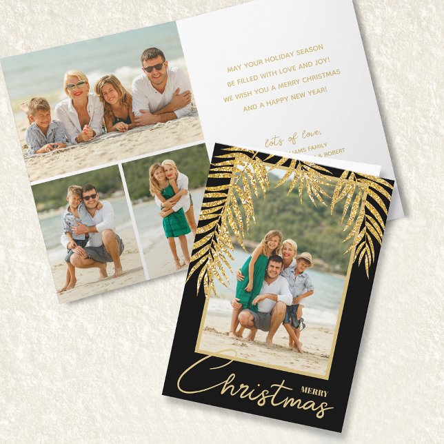 Carte de vacances de Noël multiphoto tropicale pli (Créateur téléchargé)