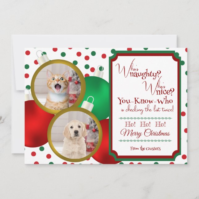 Carte de vacances de Noël Naughty ou Nice (Devant)