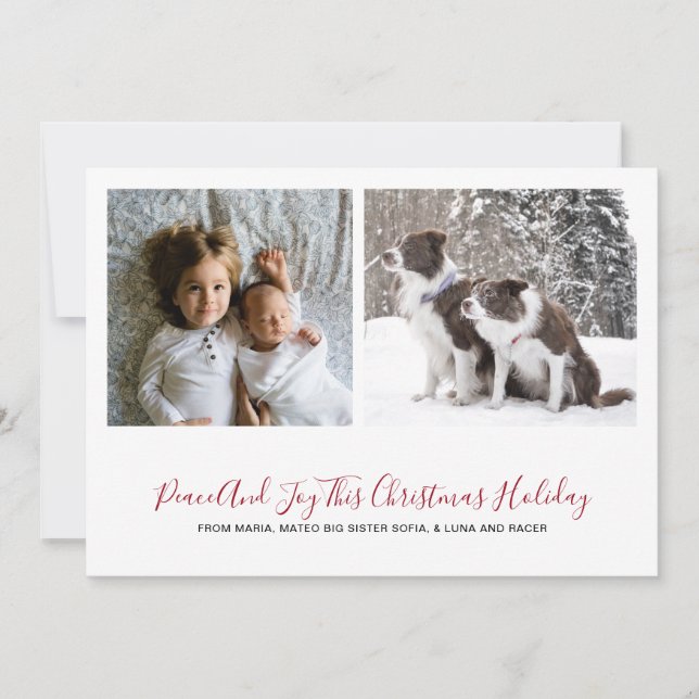 Carte de vacances de Noël simple 2 photos (Devant)