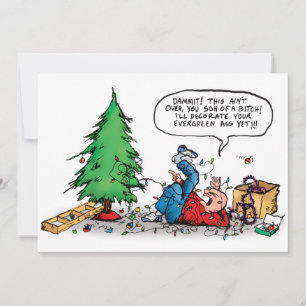 Carte de vacances de Noël Tree Fight