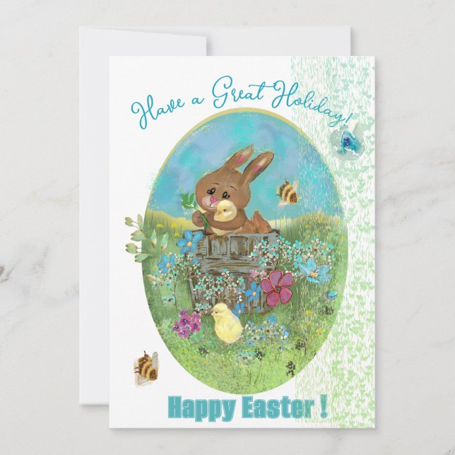 Carte de vacances de Pâques et Bunny Flat (Devant)
