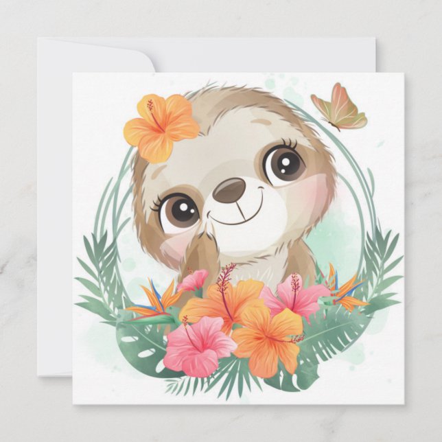 Carte de vacances de paresseux mignon (Devant)