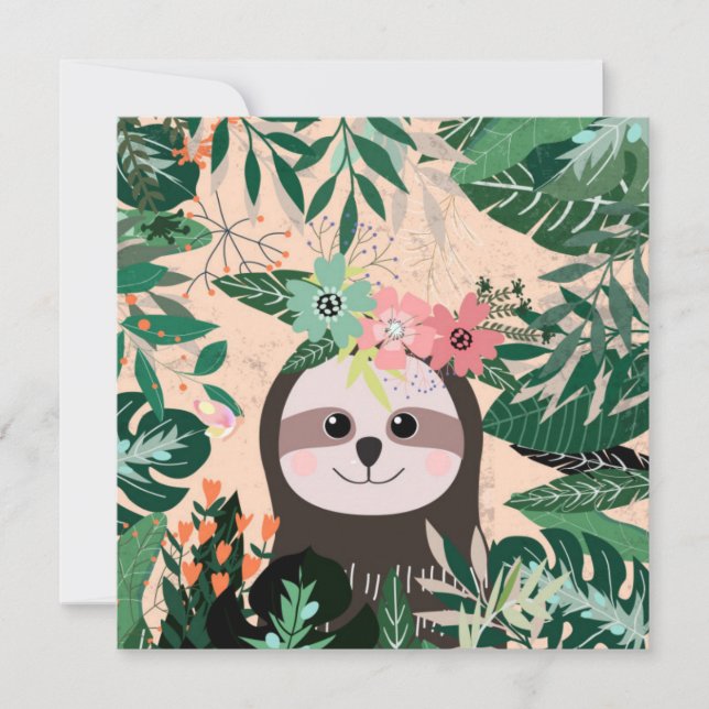 Carte de vacances de paresseux mignon (Devant)