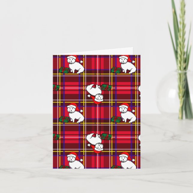 Carte de vacances de plaid de Westie de Noël (Devant)