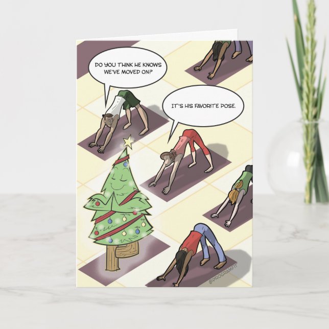 Carte de vacances de pose d'arbre de yoga (Devant)