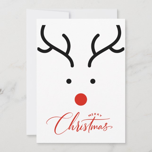 Carte de vacances de rennes de Noël à main jolie (Devant)