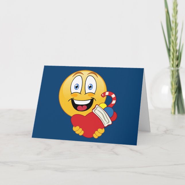 Carte de vacances d'Emoji de Noël (Devant)