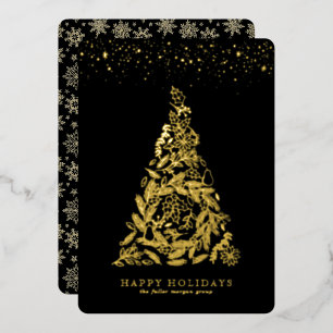 Carte de vacances d'entreprise Gold Tree dorée