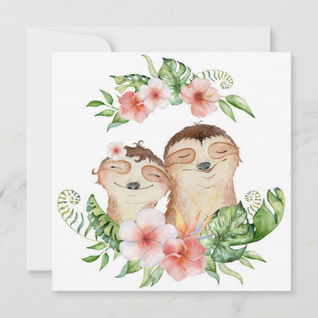 Carte de vacances des paresseux mignons (Devant)