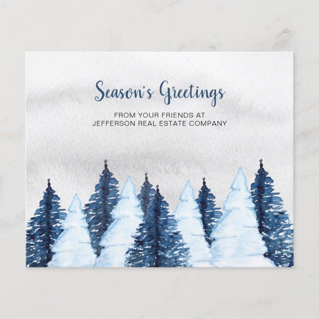 Carte de vacances d'hiver Pine Trees Budget (Devant)
