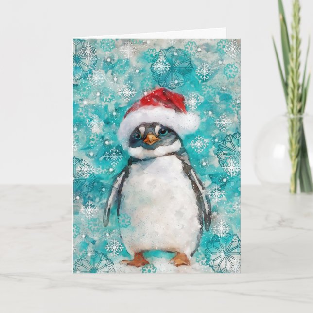 Carte de vacances d'impression de pingouin multimé (Devant)