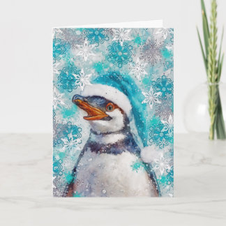 Carte de vacances d'impression de pingouin multimé