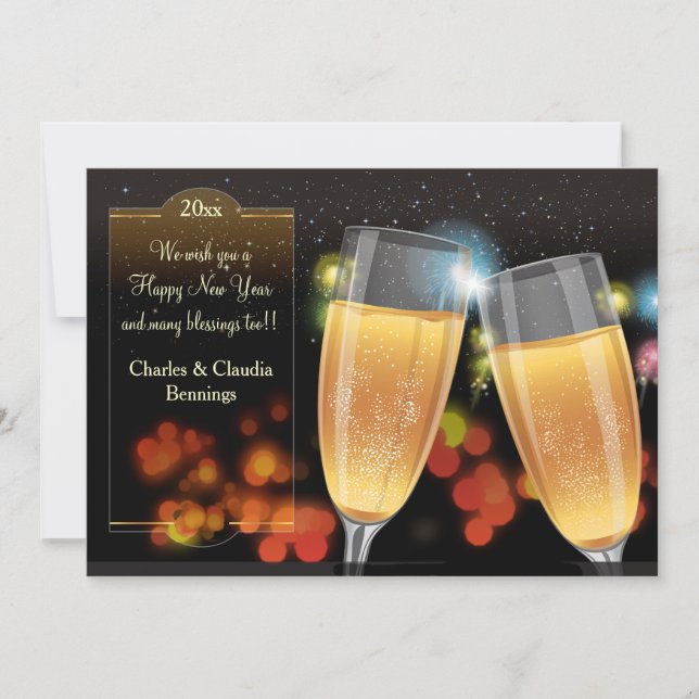 Carte de vacances du Nouvel An toast (Devant)