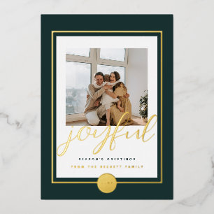 Carte de vacances élégante et joyeuse en or avec p