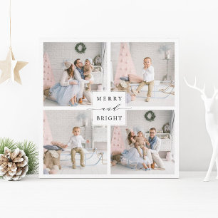 Carte de vacances élégante Merry & Bright pour 4 p