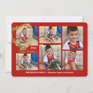 Carte de vacances en collage photo Rouge Six