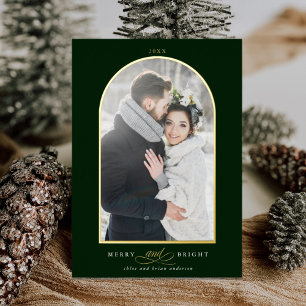 Carte de vacances en or Merry & Bright Arch Photo