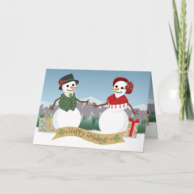 Carte de vacances en papier Snowmen (Devant)